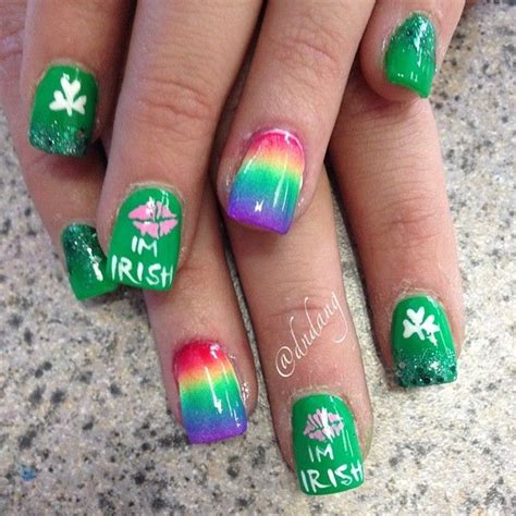Vibrant green and rainbow nails. 25 Saint Patrick's Day Nail Designs | St patricks day ...