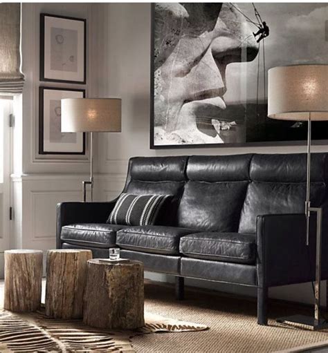 How to decorate living room with black leather sofa | Leather sofa