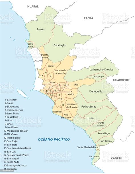 Ilustración De Mapa Administrativo Y Político De Lima Y Más Vectores