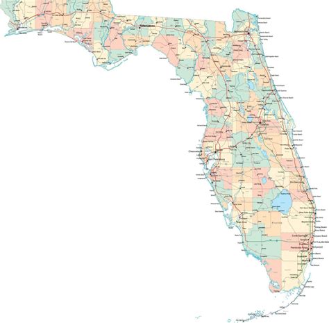 Florida State Map In Multi Color Fit Together Style To Match Other States