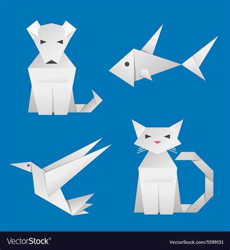 Paper Origami Animals Royalty Free Vector Image