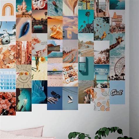 Peachy Teal Wall Collage Kit Digital Download 149 Pcs Peach Etsy