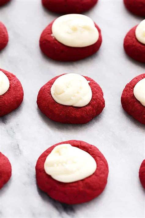 Red Velvet Thumbprint Cookies With Cream Cheese Filling