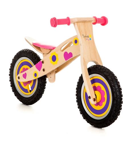 Tinys Wooden Balance Bike Running Bikes Walking Bicycle Kids Trike Toy