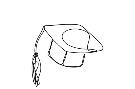 Dessin Au Trait Unique Du Chapeau De Graduation Vecteur Premium