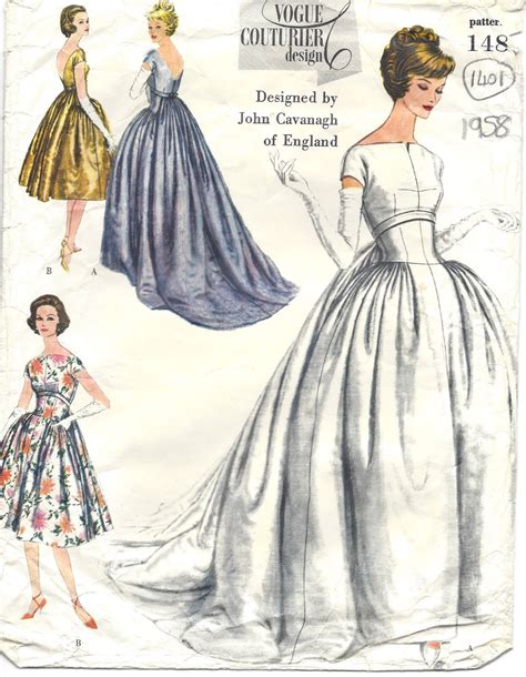 1958 Vintage Vogue Sewing Pattern B34 Evening Dress Gown 1401 By