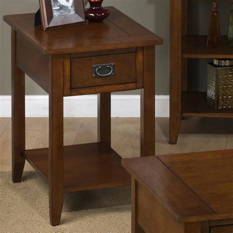 Mission Oak Chairside Table With 1 Drawer And 1 Shelf Nis214091645 By