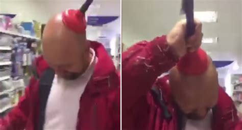 Guy Sticks A Toilet Plunger On Another Dudes Head In Funny Supermarket