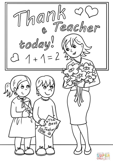Free Printable Thank You Teacher Coloring Pages