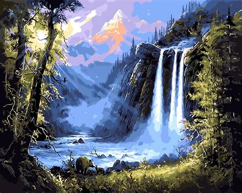 Waterfall Landscape Digital The Paintings No Frame Home Decoration Oil