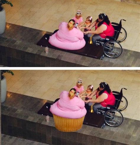 Their astonishment only lasts for a second, because the girls are attacking them by surprise from behind. Fat lady looks better as a cupcake. - RealFunny