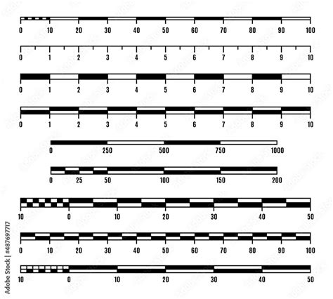 Map Scale Lines And Rulers For Miles And Kilometers Distance Measure