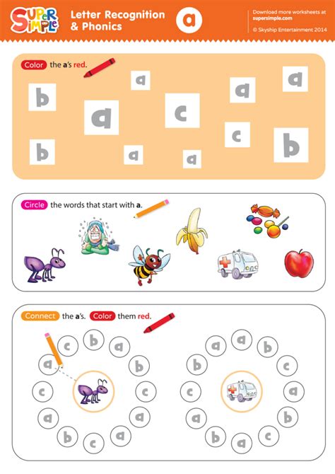 Letter Recognition And Phonics Worksheet A Lowercase Super Simple