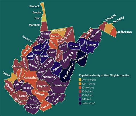 Population Density Of West Virginia Counties 2018 West Virginia