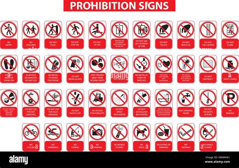 Set Of Prohibition Signs On White Background Stock Vector Image Art Alamy