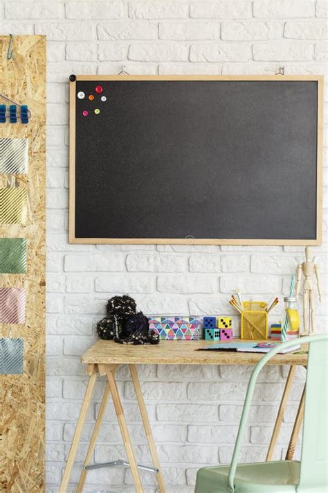 Room With Blackboard And Desk Stock Image Image Of Home Stylish