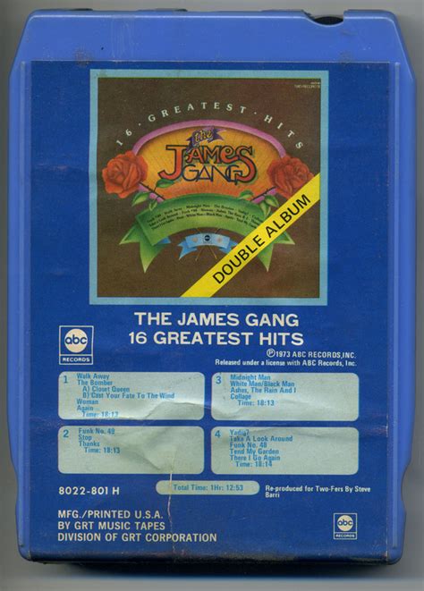 James Gang 16 Greatest Hits 1973 Blue 8 Track Cartridge Discogs