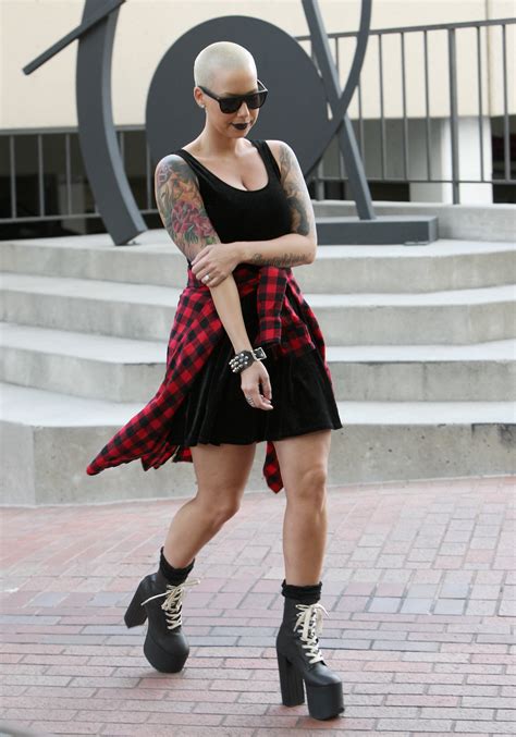 amber rose goes bald headed goth grunge in beverly hills photos global grind