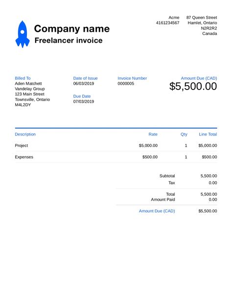 Free Freelance Invoice Template Customize And Send In 90 Seconds