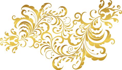 View Gold Floral Vector Png