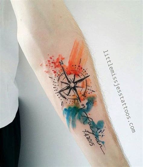 Watercolor Compass Sleeve Tattoo 100 Awesome Compass Tattoo Designs