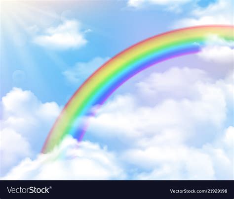 Rainbow And Clouds Background Royalty Free Vector Image