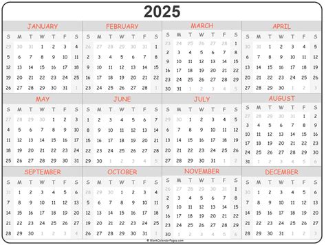 Yearly Calendar 2025