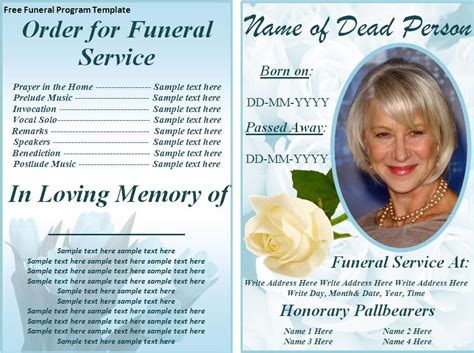 Simply click the holder text in the card template to add your message. Free Funeral Program Templates | ... on the download ...