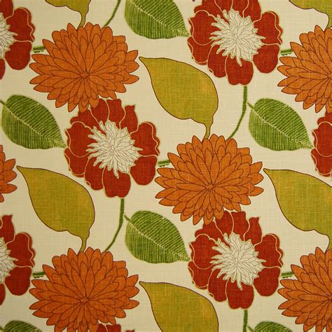 Russet Orange Floral Print Upholstery Fabric