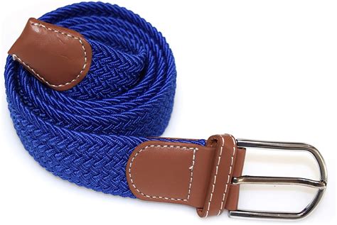 Mens Elastic Braided Stretch Belt With Silver Buckle And Pu Tan Leather