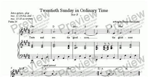 Responsorial Psalm 20th Sunday In Ordinary Time Yr B Sheet Music