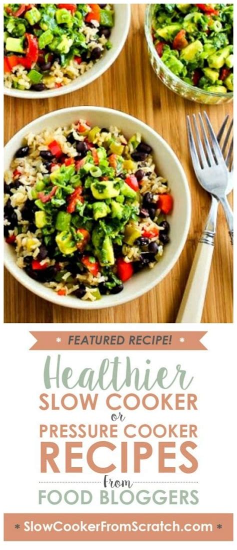 Stir in black beans and salsa. Slow Cooker Vegan Brown Rice Mexican Bowl from Kalyn's Kitchen | Slow cooker, Healthy slow ...
