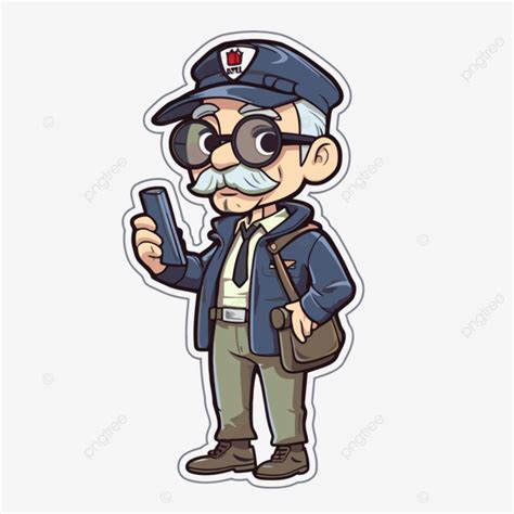 Stiker Animasi Petugas Polisi Vektor Warga Negara Stiker Kartun Png