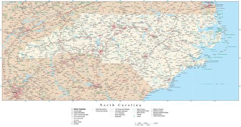 North Carolina Detailed Map In Adobe Illustrator Vector Format