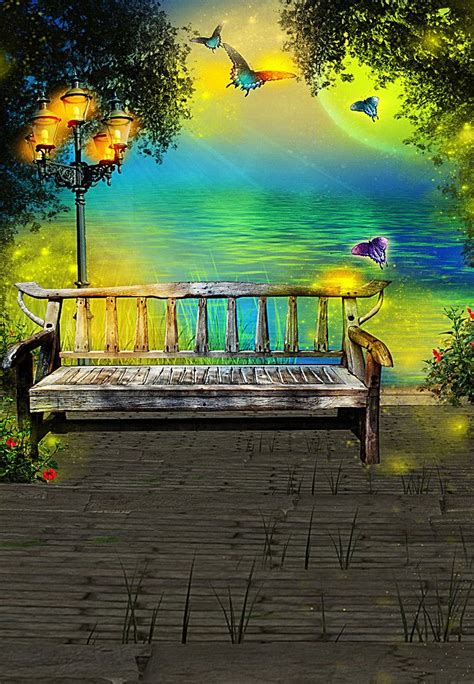 Park Bench Bench Seat Landscape Background Background For Photography