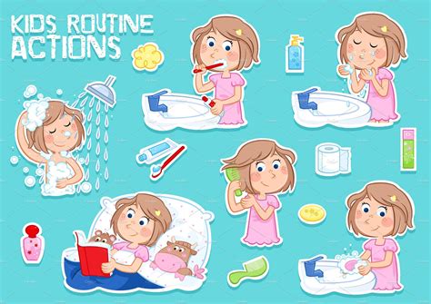 Daily Routine Actions Daily Routine Kids Lying Routine