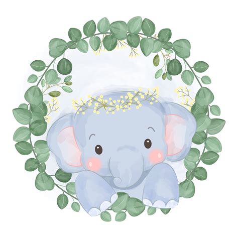 Watercolor Style Adorable Baby Elephant 1214882 Vector Art At Vecteezy