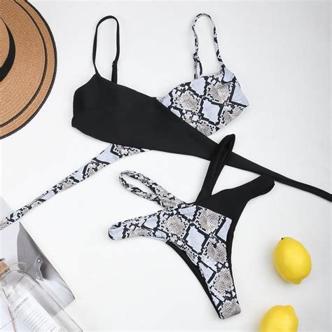 💰kjøp Leopard Bikini Set Push Up Bikinis Sexy Swimsuit For Women Swimwear Brazilian Biquini