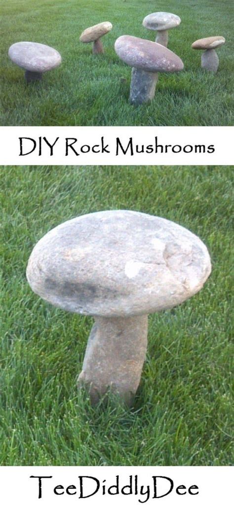 Diy Rock Mushrooms For The Garden Flower Beds Outdoor Yard Natural