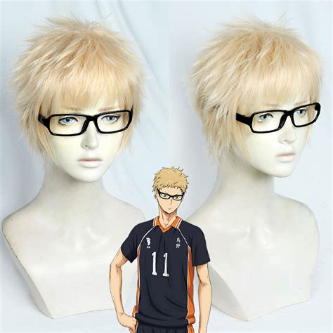 Haikyu Haikyuu Tsukishima Kei Golden Cosplay Wig Including Glasses Gcosplay