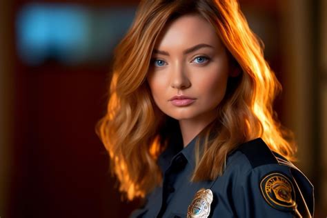 Premium Photo Portrait Of A Beautiful Police Woman In Uniform Studio Shot