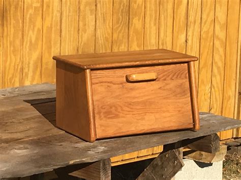 Vintage Wooden Bread Box Decorative Real Wood Bread Box Brown And Gold