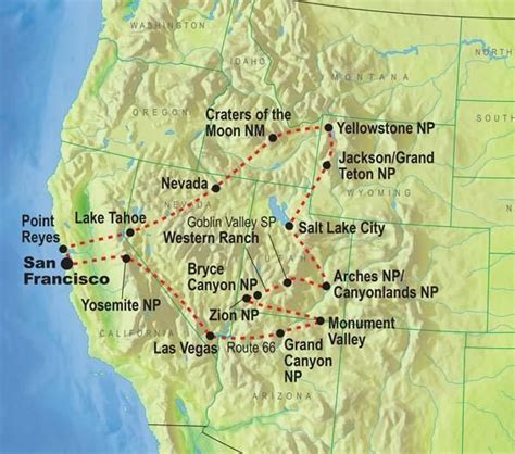Map Of Western Us National Parks Dates