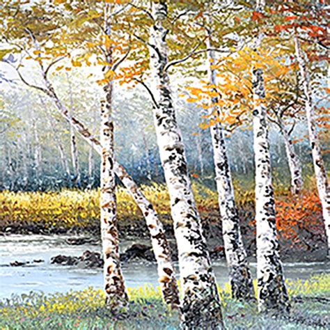 Birch Tree Oil Painting On Canvas Original Yellow Autumn Birch Etsy Uk