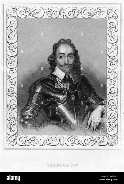 Charles I Portrait King England Scotland Ireland English Monarch Ruler Black And White Stock