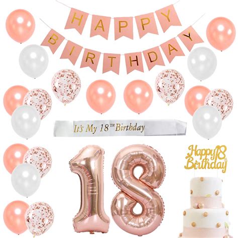 buy 18th birthday decorations rose gold for girls 18th birthday party supplies with happy