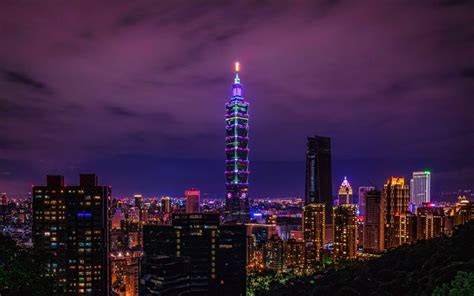 Download Wallpapers 4k Taipei 101 Nightscapes Modern Buildings