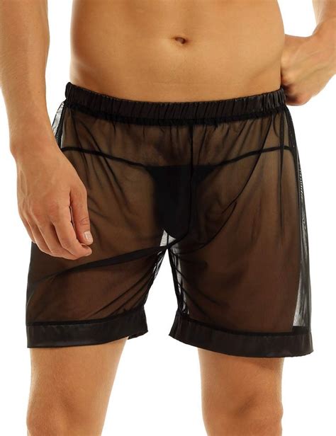 Black Men S Sexy See Through Mesh Underwear Transparent Loose Boxer