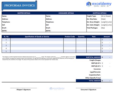 How To Create Proforma Invoice In Excel Download Free Template