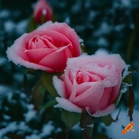 Roses Covered In Snow
